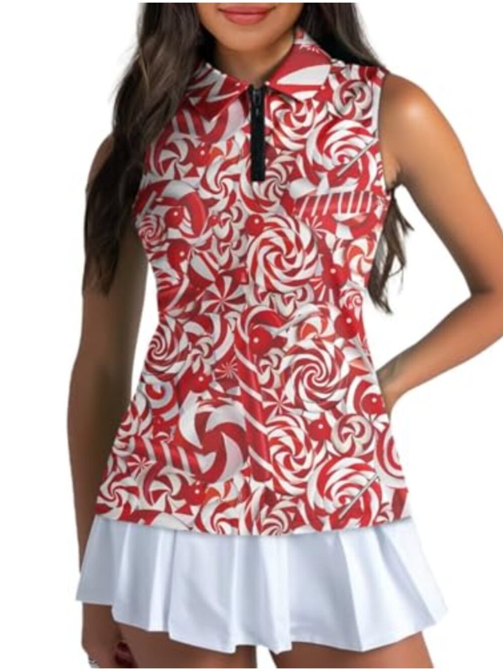 Sleeveless Golf Shirt Quarter-Zip Collared Workout Tank Top